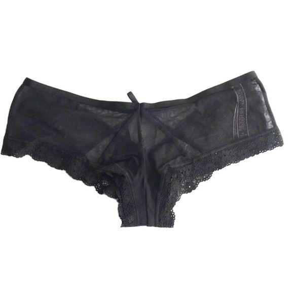 Victoria’s Secret black lace sexy cheeky panty with attached pom poms size M - Picture 1 of 9